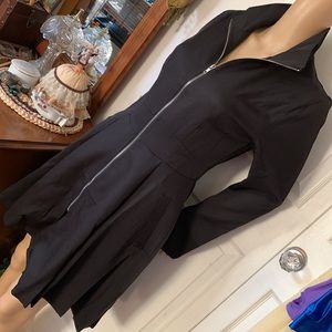 black zippered skirted gothic tunic peplum Jacket dress coat S